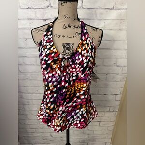 Silhouette Solution Size‎ 14 Slimkini Shapewear Tankini Top Swimsuit Keyhole New